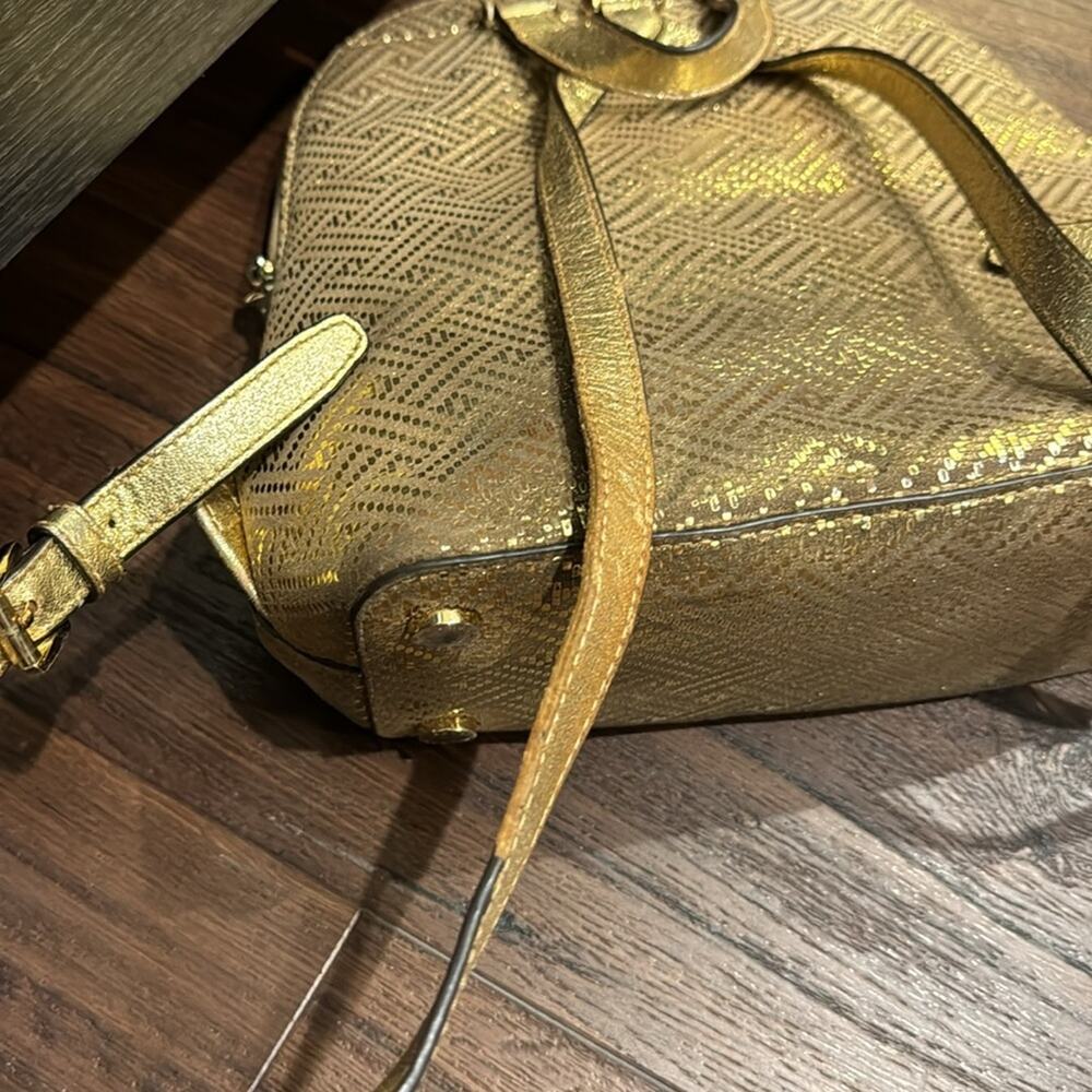 Michael Kors Pre Loved backpack in Gold metallic W/  wear mainly inside & straps - Picture 7 of 14